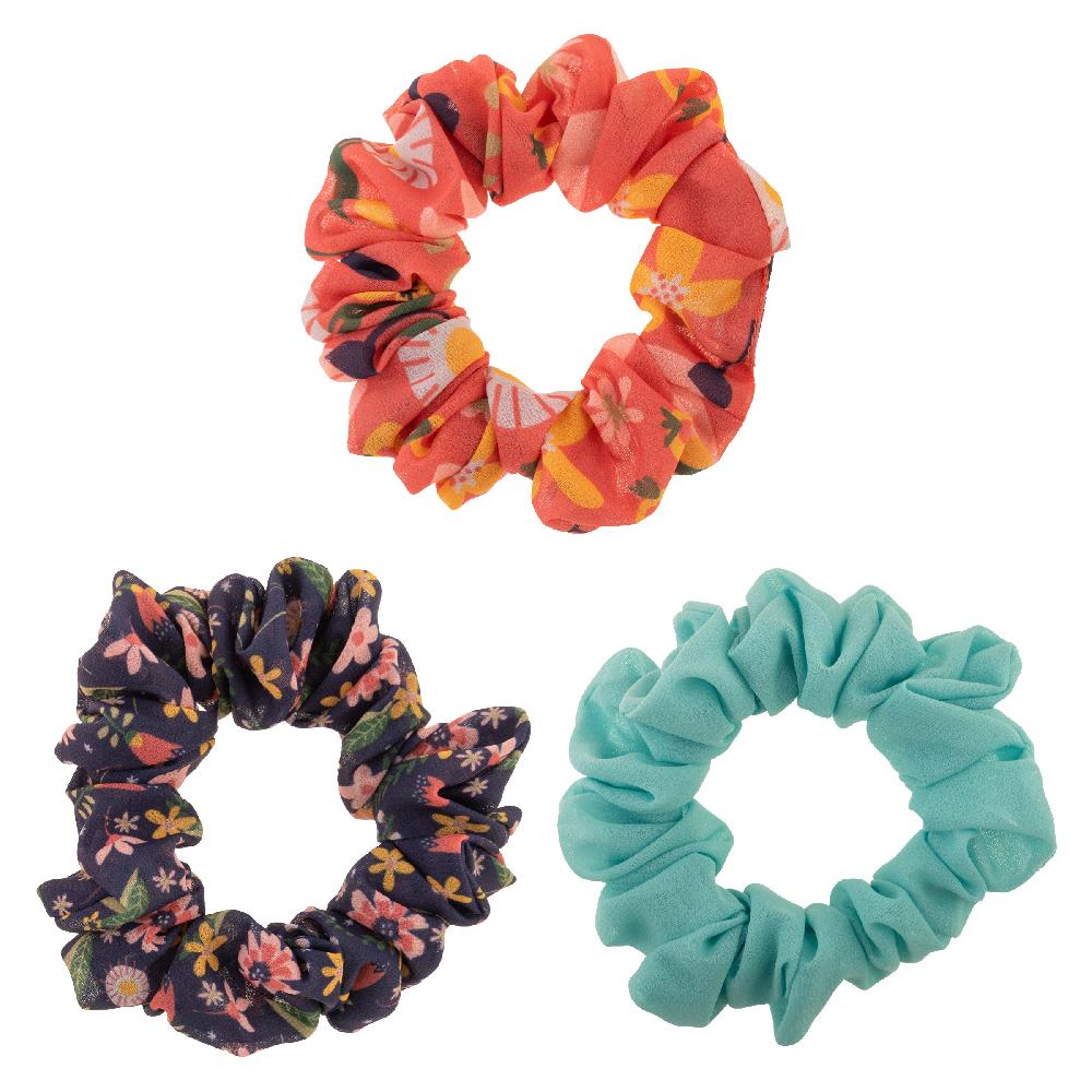 Karma Gifts Shelly Floral Set Of 3 Chiffon Scrunchies
