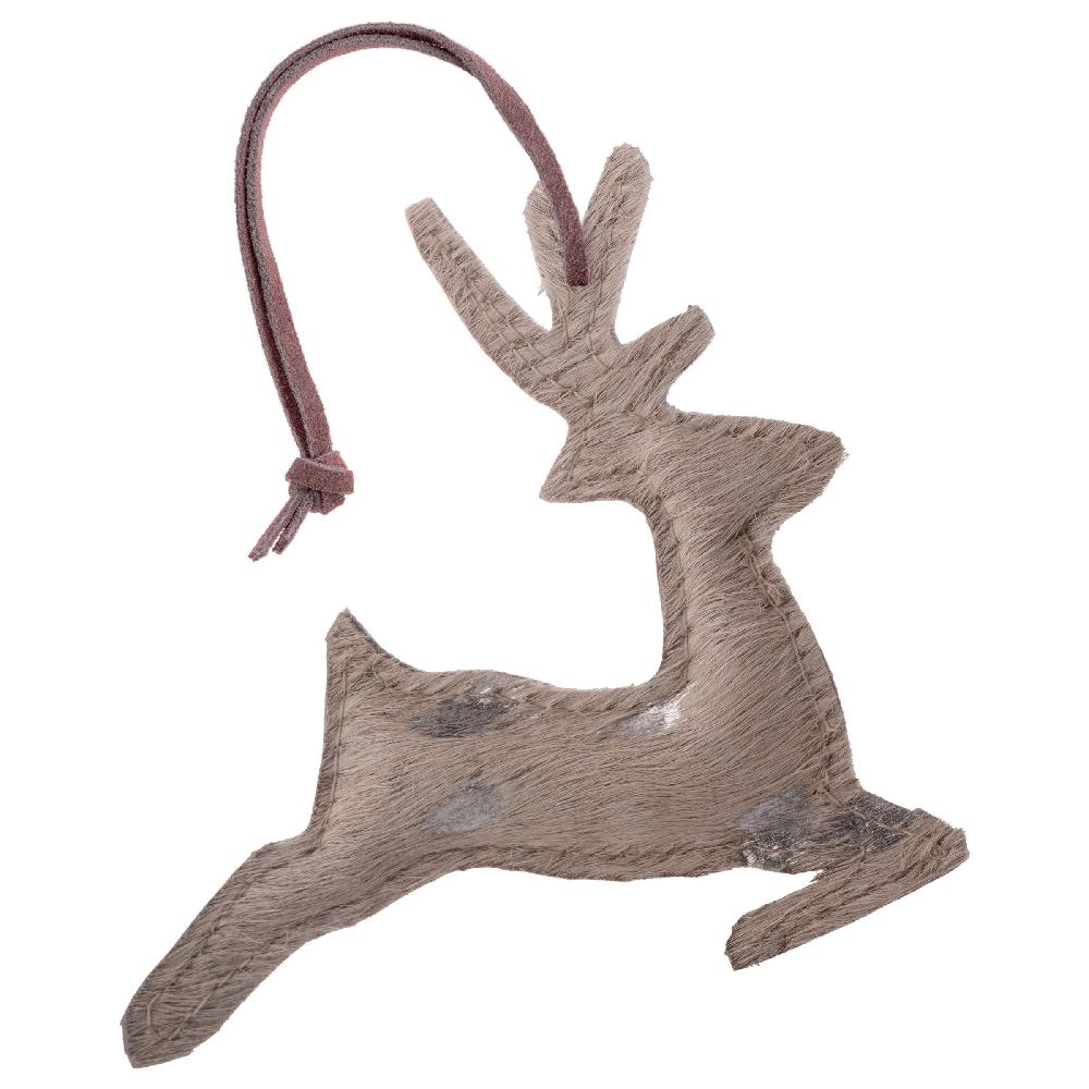 karma gifts Silver Cowhide Leather Leaping Deer Ornament