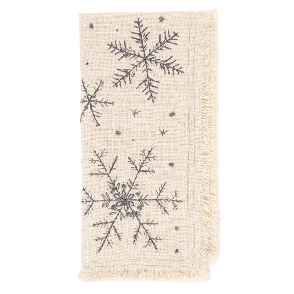 karma gifts Snowflake Embroidered Cotton Dinner Napkins