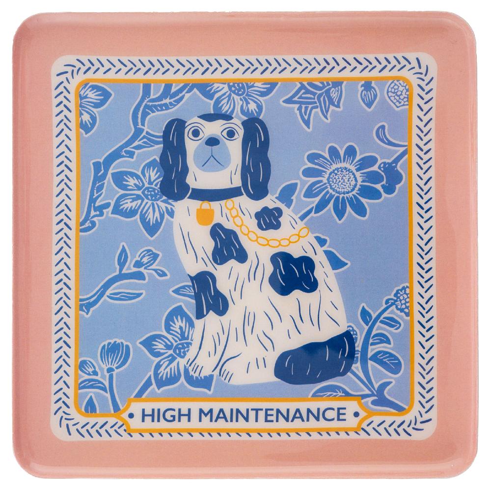 karma gifts Staffordshire Dog Large Square Enamel Trays