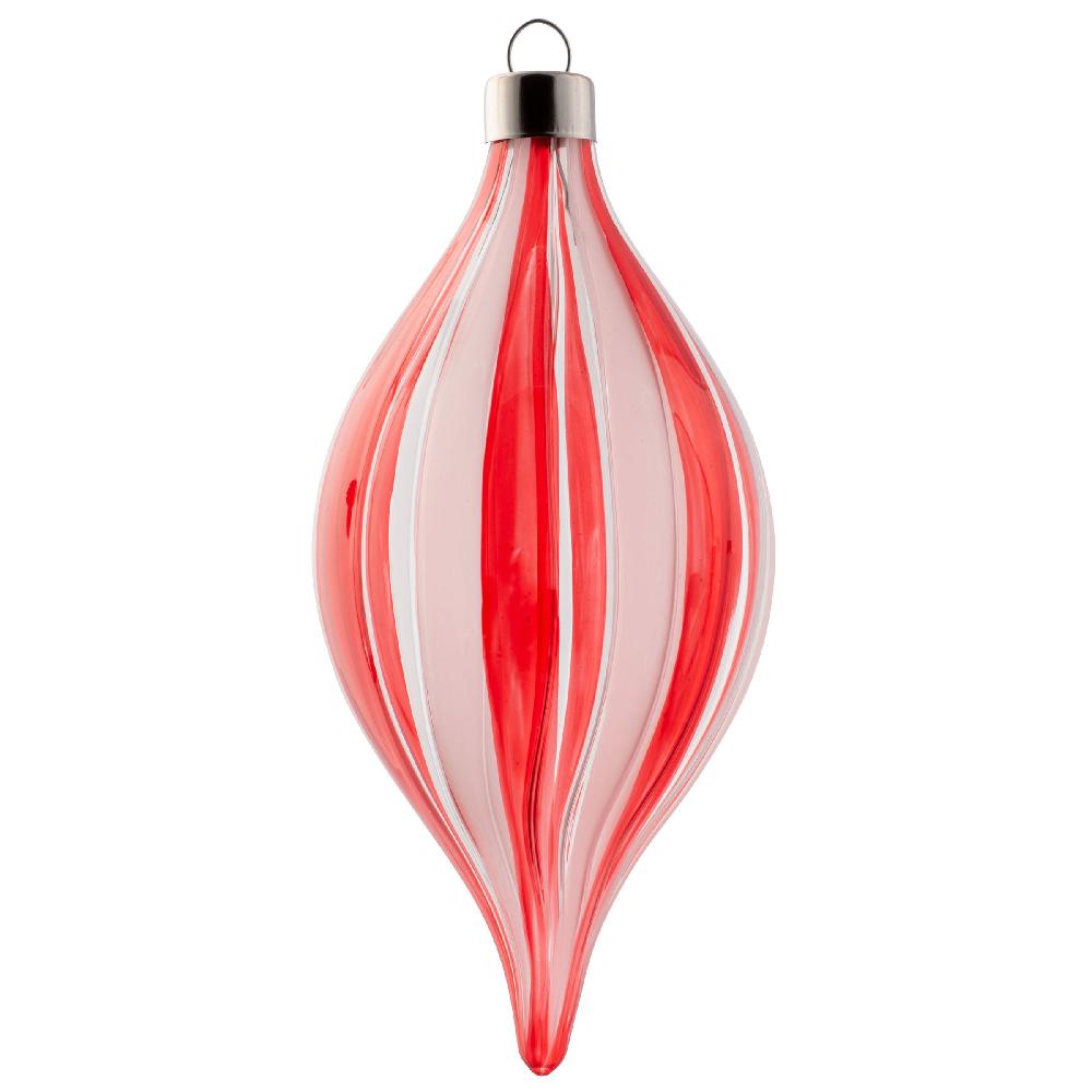 karma gifts Teardrop Candy Cane Striped Glass Ornament