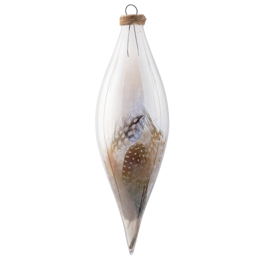 karma gifts Teardrop Feather Filled Glass Clear Ornament