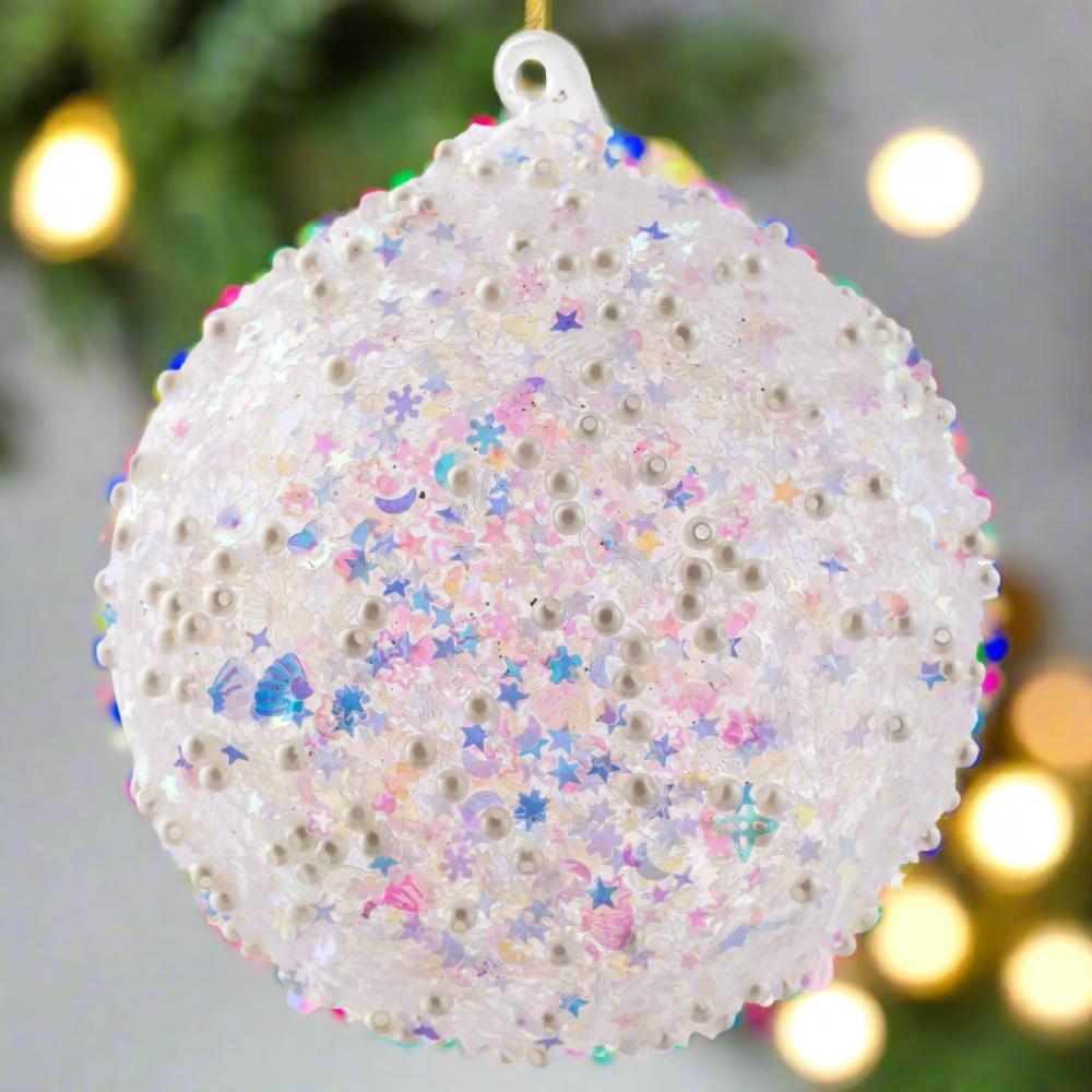 Karma Gifts Teardrop Iridescent Confetti Glass Clear Ornament