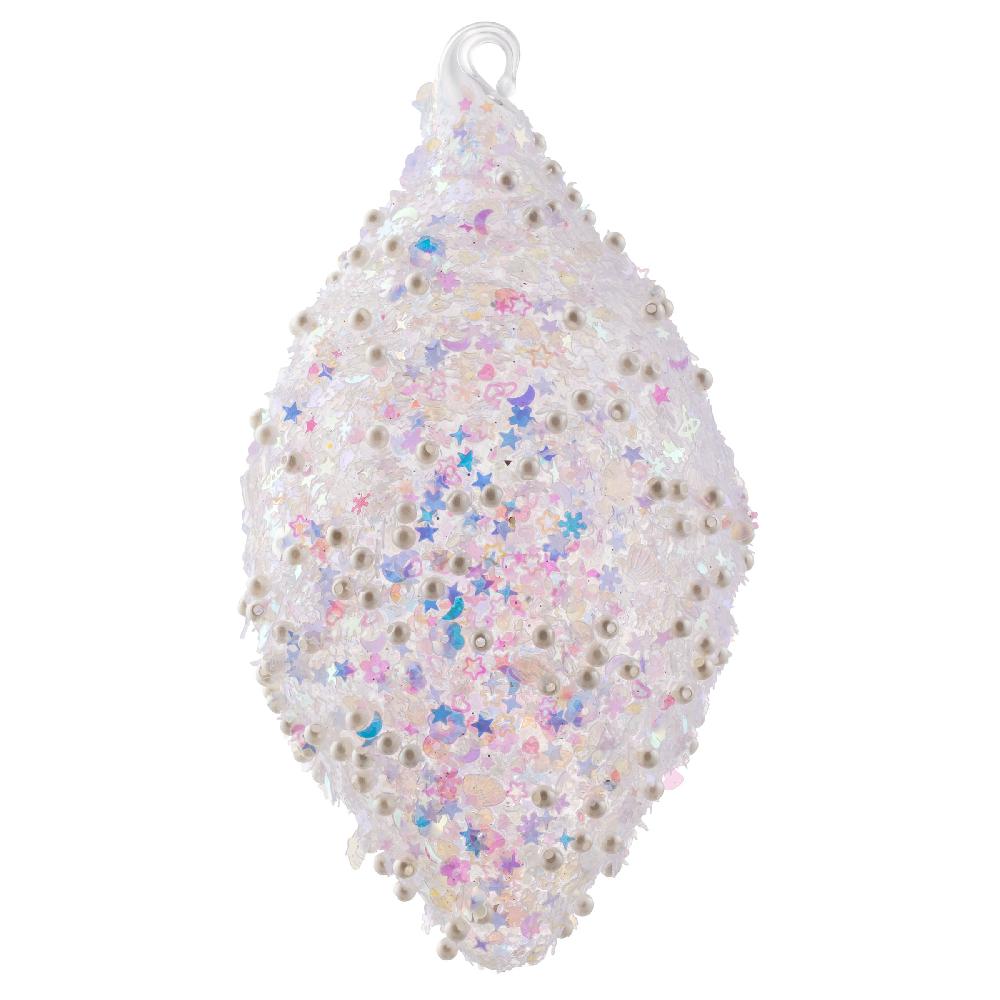 karma gifts Teardrop Iridescent Confetti Glass Clear Ornament