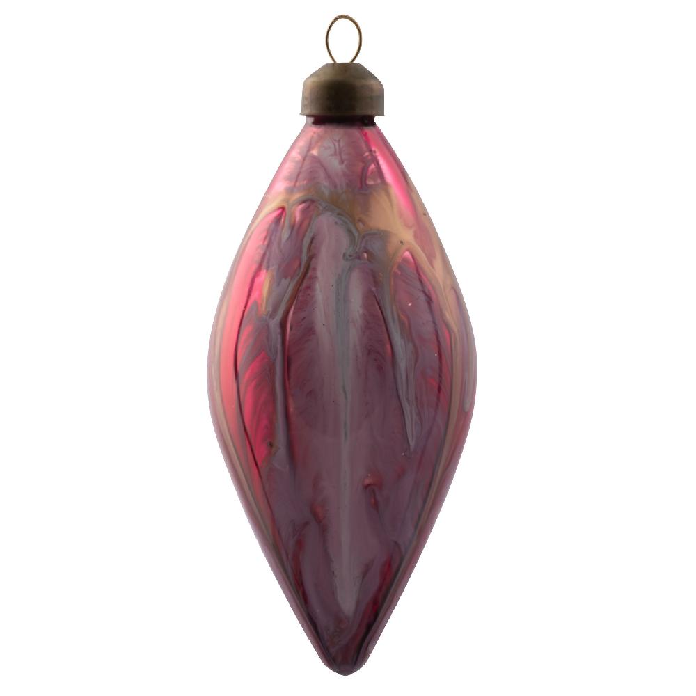 karma gifts Teardrop Swirl Painted Glass Ornament Garnet and Gold