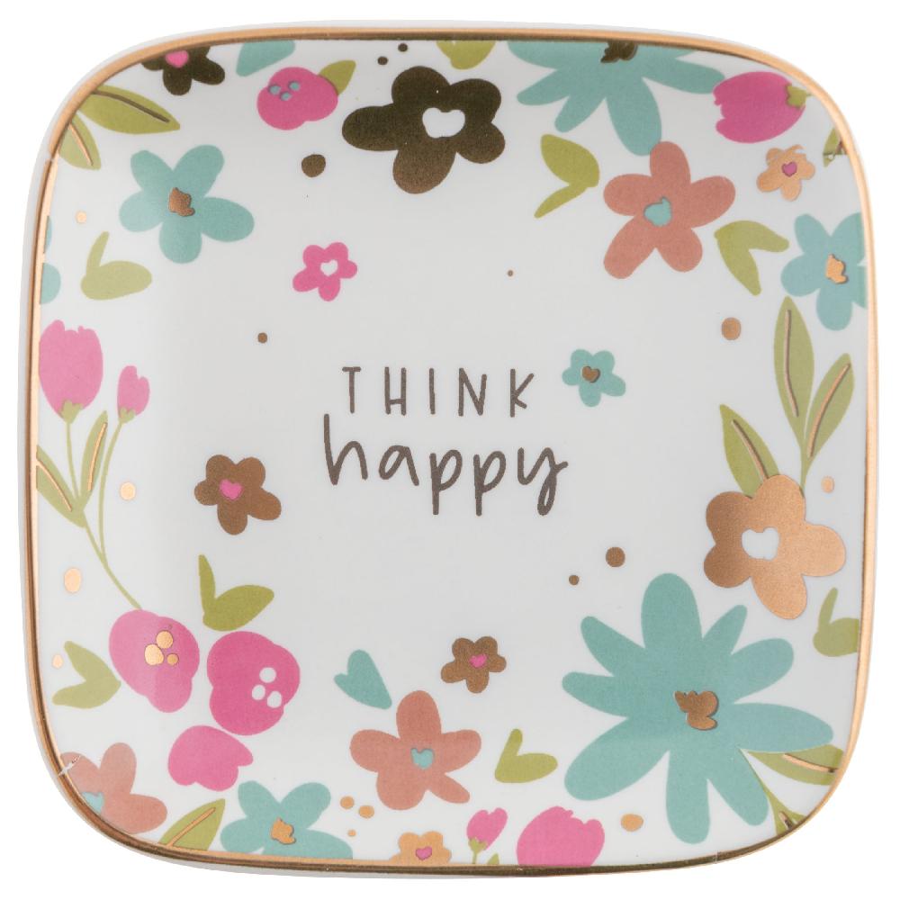 karma gifts Think Happy Flora Square Trinket Trays Small