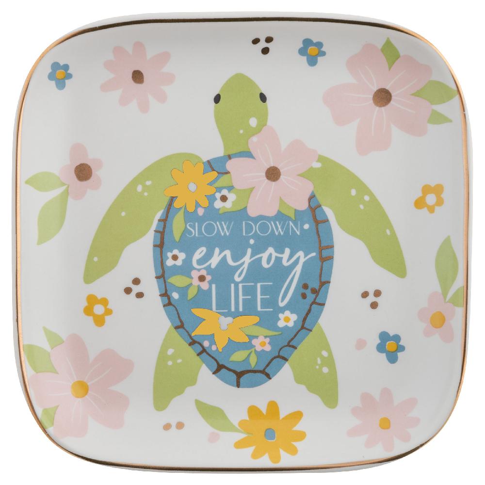 karma gifts Turtle Flora Square Trinket Trays Large