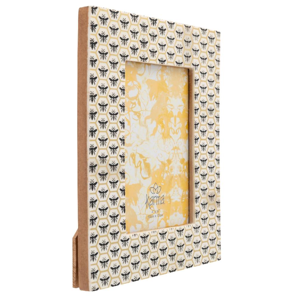 Karma Gifts White Bee Rectangle Natural Bone Picture Frame