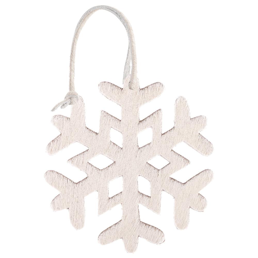 Karma Gifts White Cowhide Leather Snowflake Ornaments