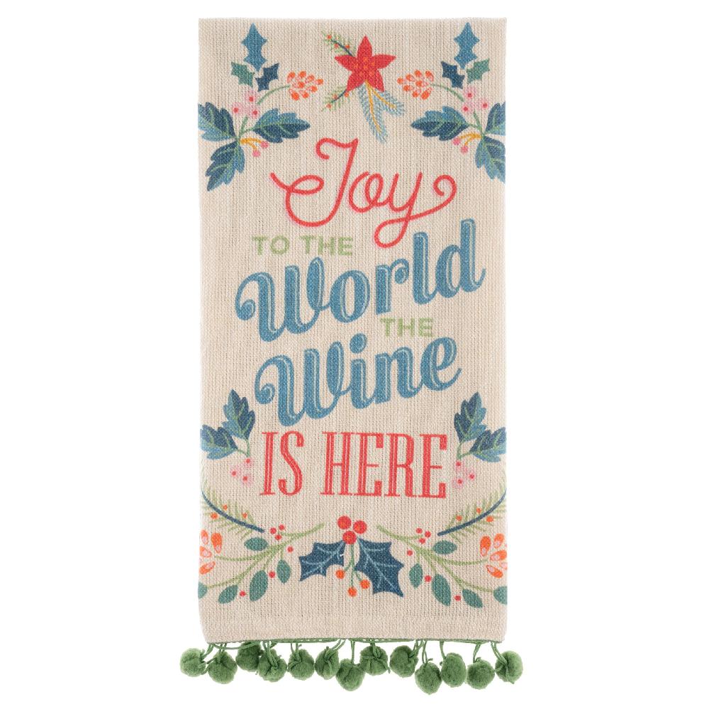 Karma Gifts Wine Is Here Holiday Tea Towel With Cutting Board
