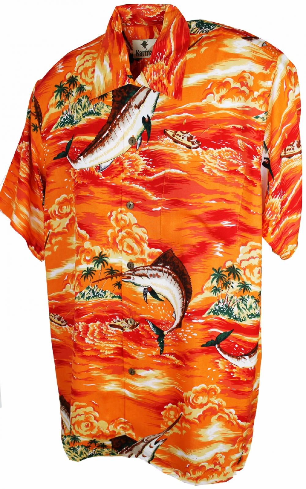 karmakula Marlin Orange - Hawaiian Shirt
