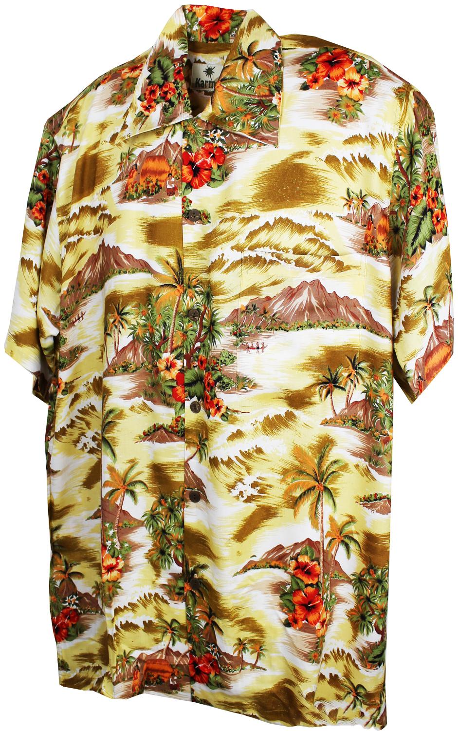 karmakula Palm Island Mustard - Hawaiian Shirt