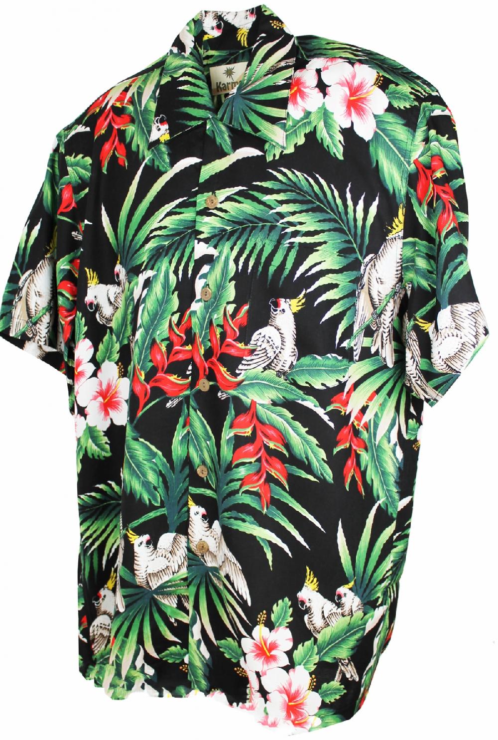karmakula Paradise Birds Black - Hawaiian Shirt