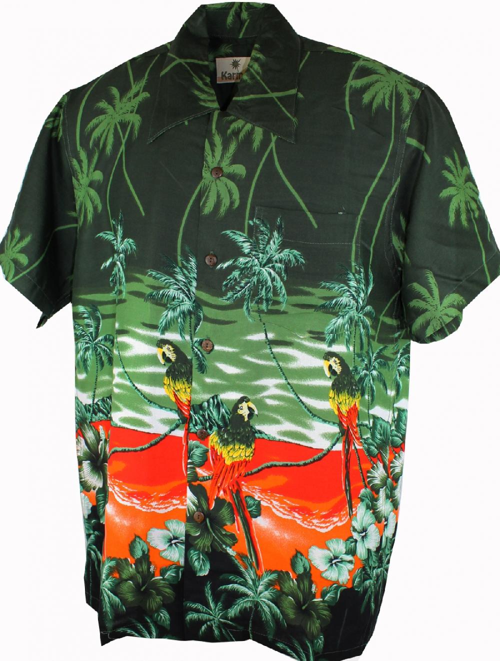 karmakula Parrot Scene Green - Hawaiian Shirt
