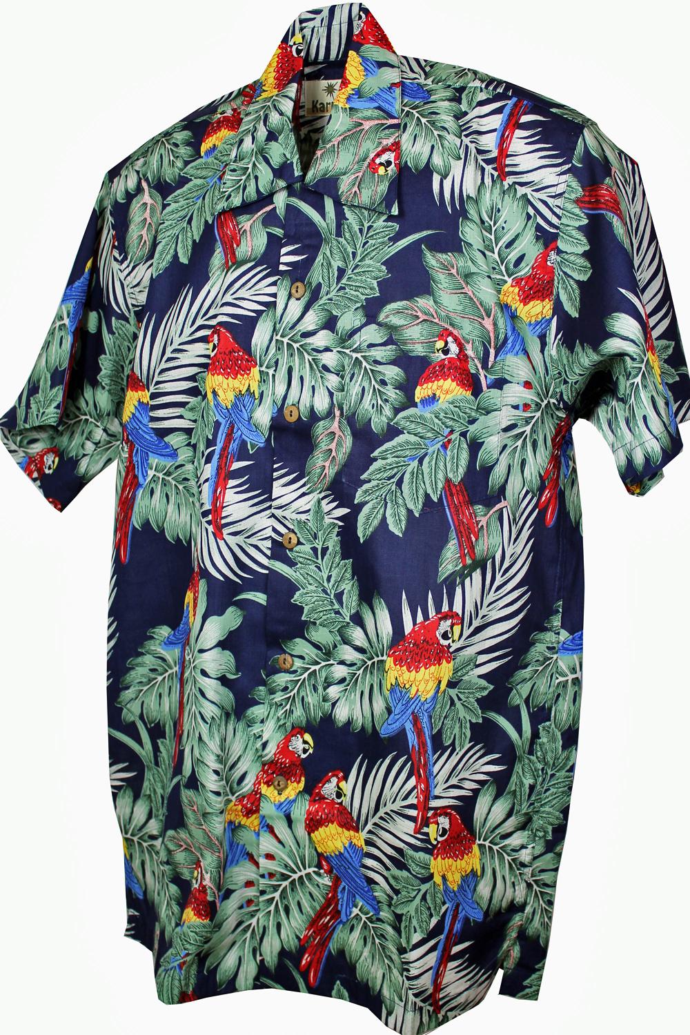 karmakula Parrots Cotton Blue - Hawaiian Shirt
