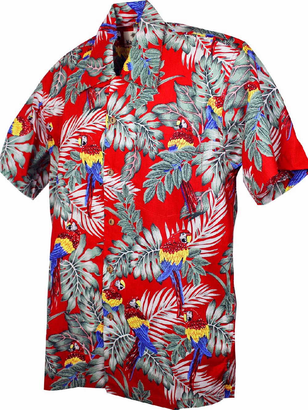 karmakula Parrots Cotton Red - Hawaiian Shirt