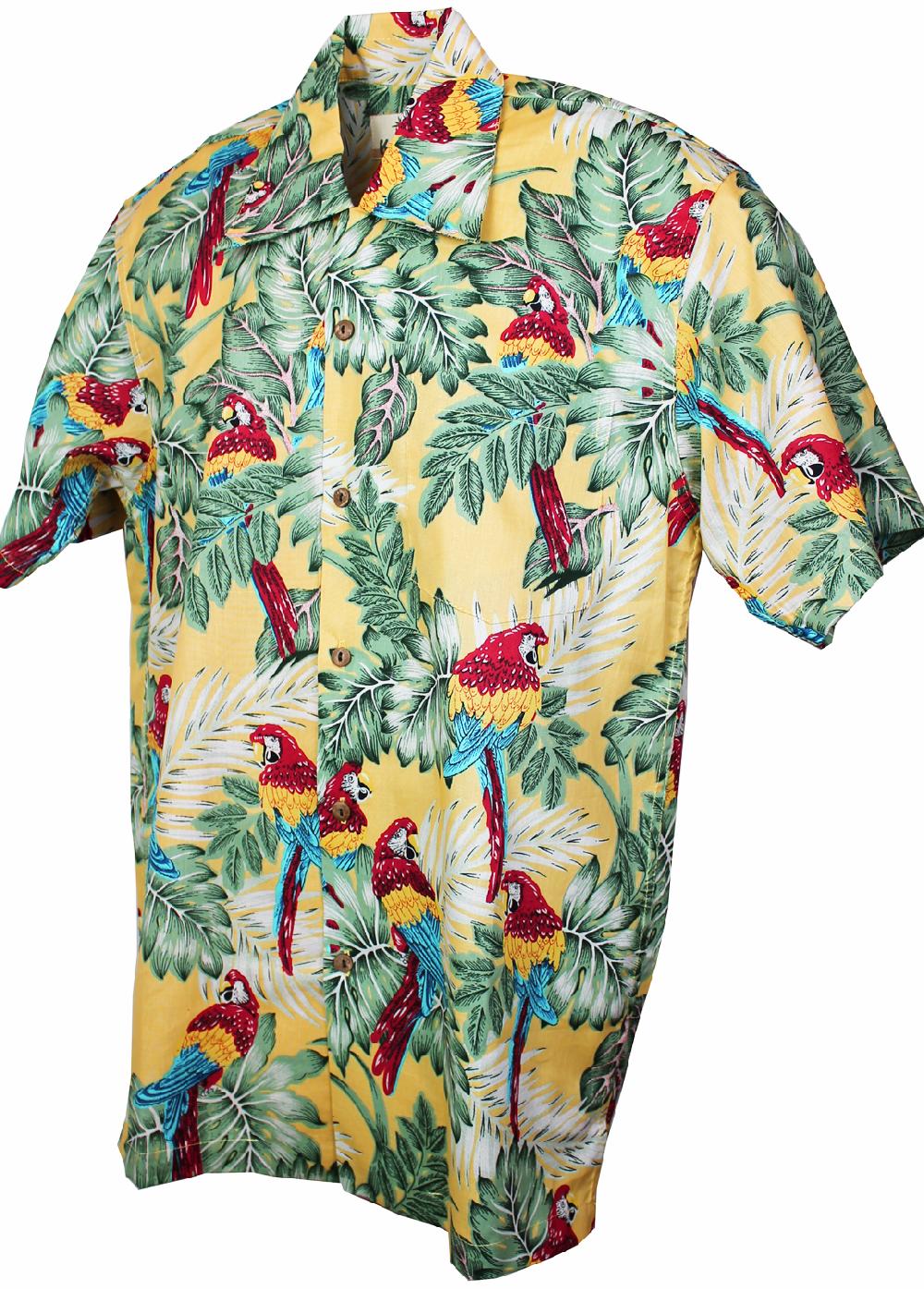 karmakula Parrots Cotton Yellow - Hawaiian Shirt