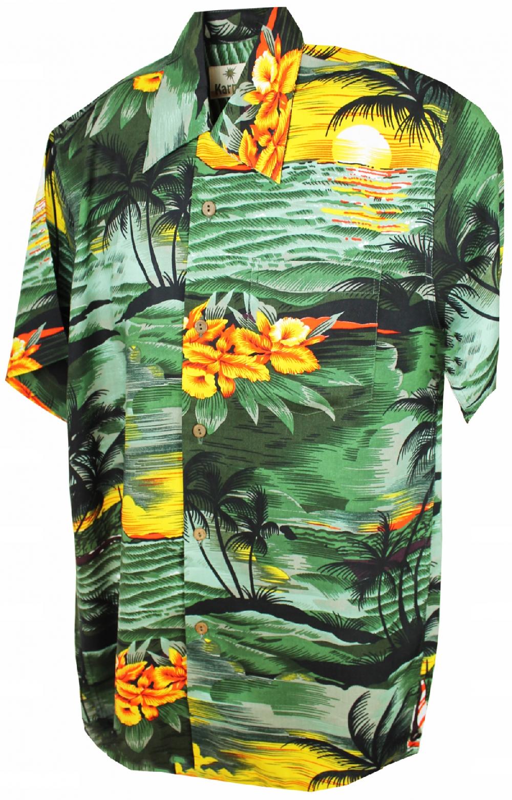 karmakula Sunset Green - Hawaiian Shirt