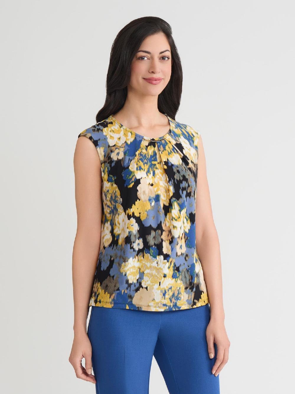 Kasper Delicate Hardware Pleat Neck Top Everyday Knit