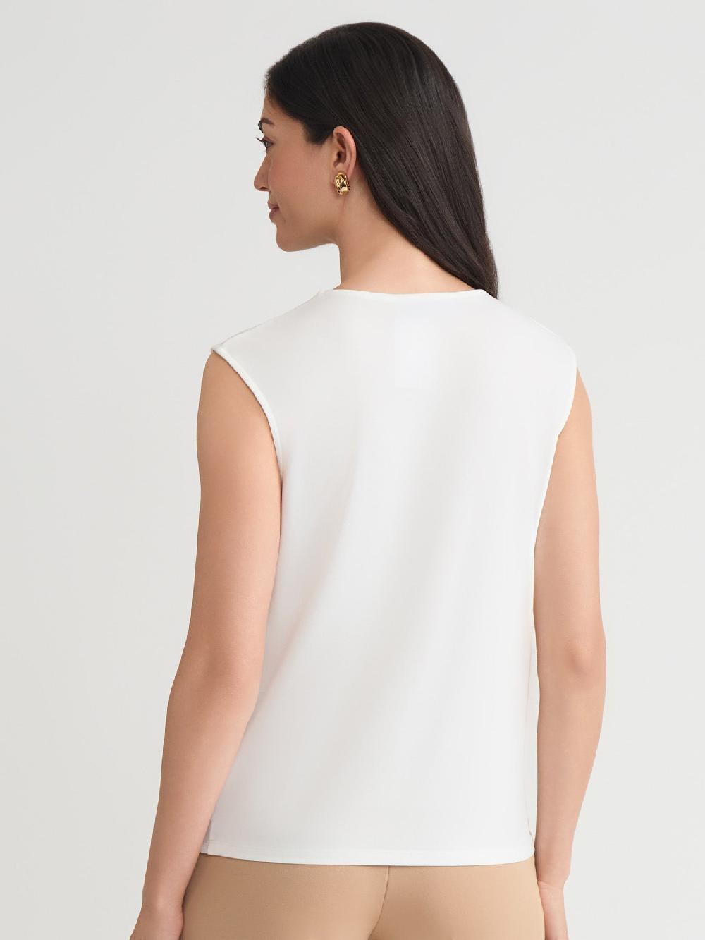 Kasper Delicate Hardware Pleat Neck Top Everyday Knit