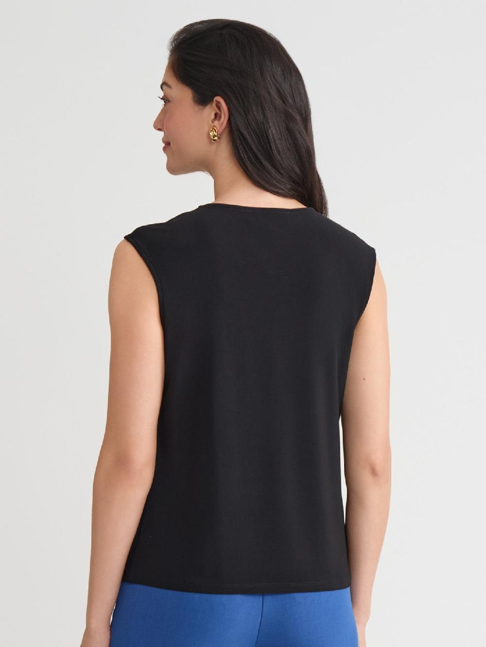 Kasper Delicate Hardware Pleat Neck Top Everyday Knit