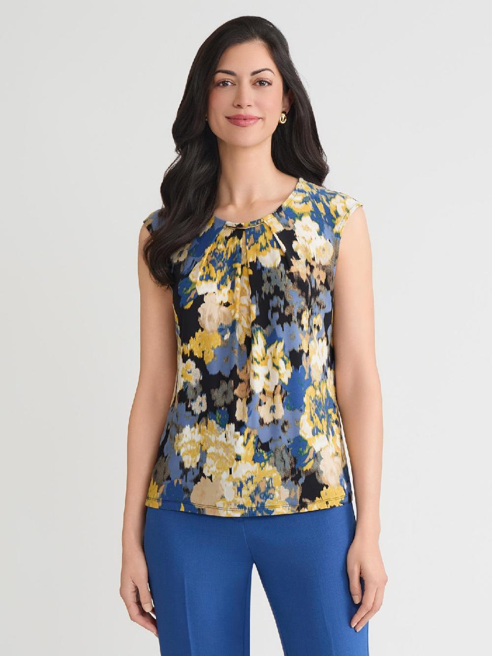 kasper Delicate Hardware Pleat Neck Top Everyday Knit