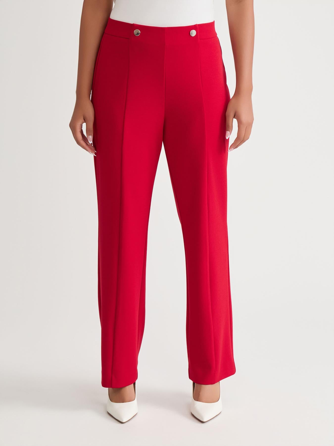 kasper High Rise Pull-On Rivet Waistband Trouser Crimson