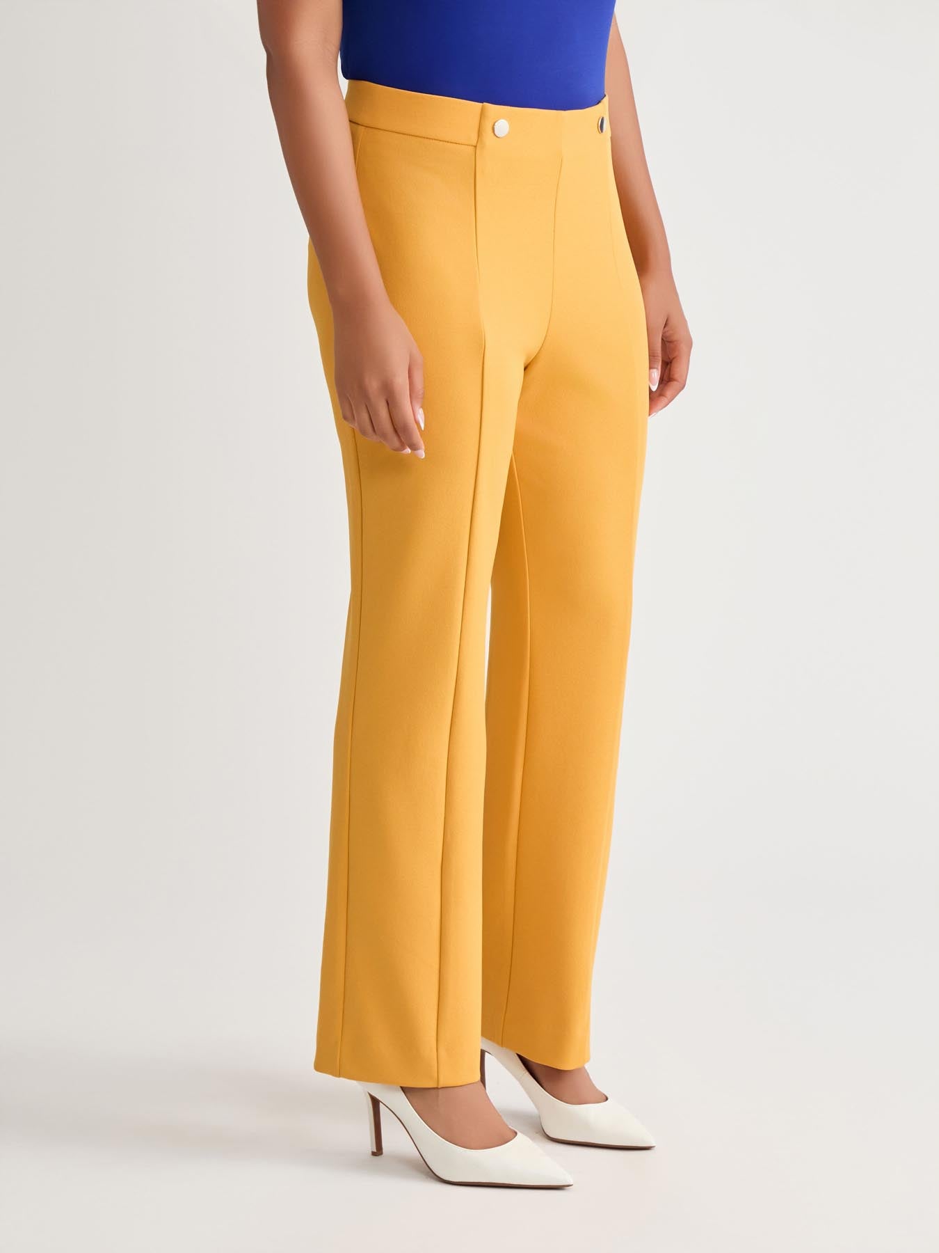 Kasper High Rise Pull-On Rivet Waistband Trouser Gold Signature