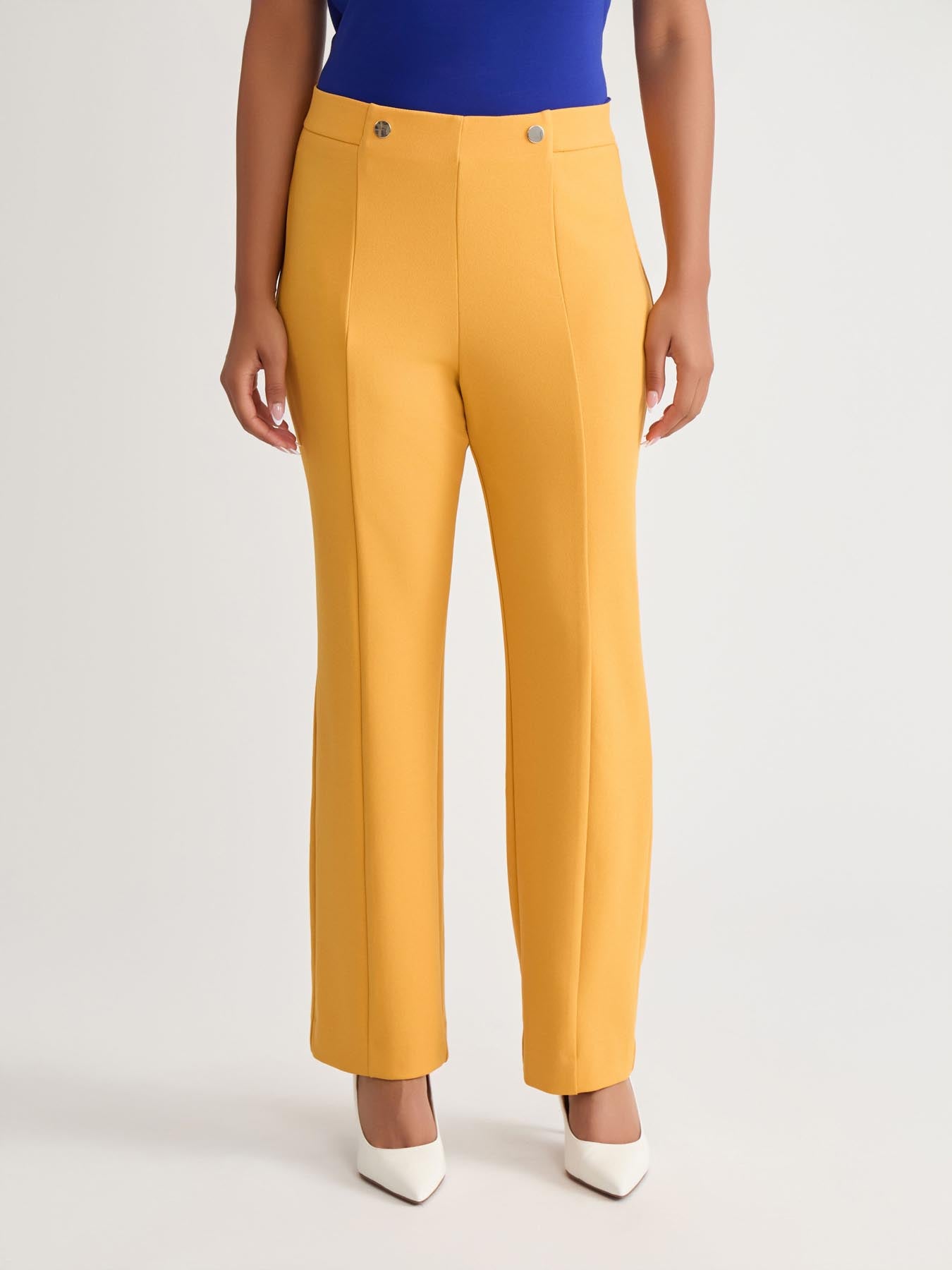 kasper High Rise Pull-On Rivet Waistband Trouser Gold Signature