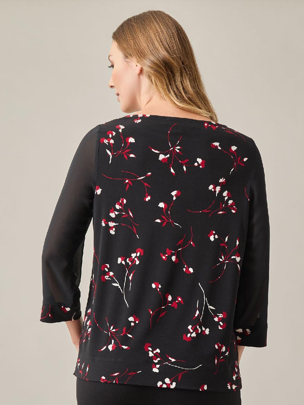 Kasper Banded Cuff Blouse Everyday Knit