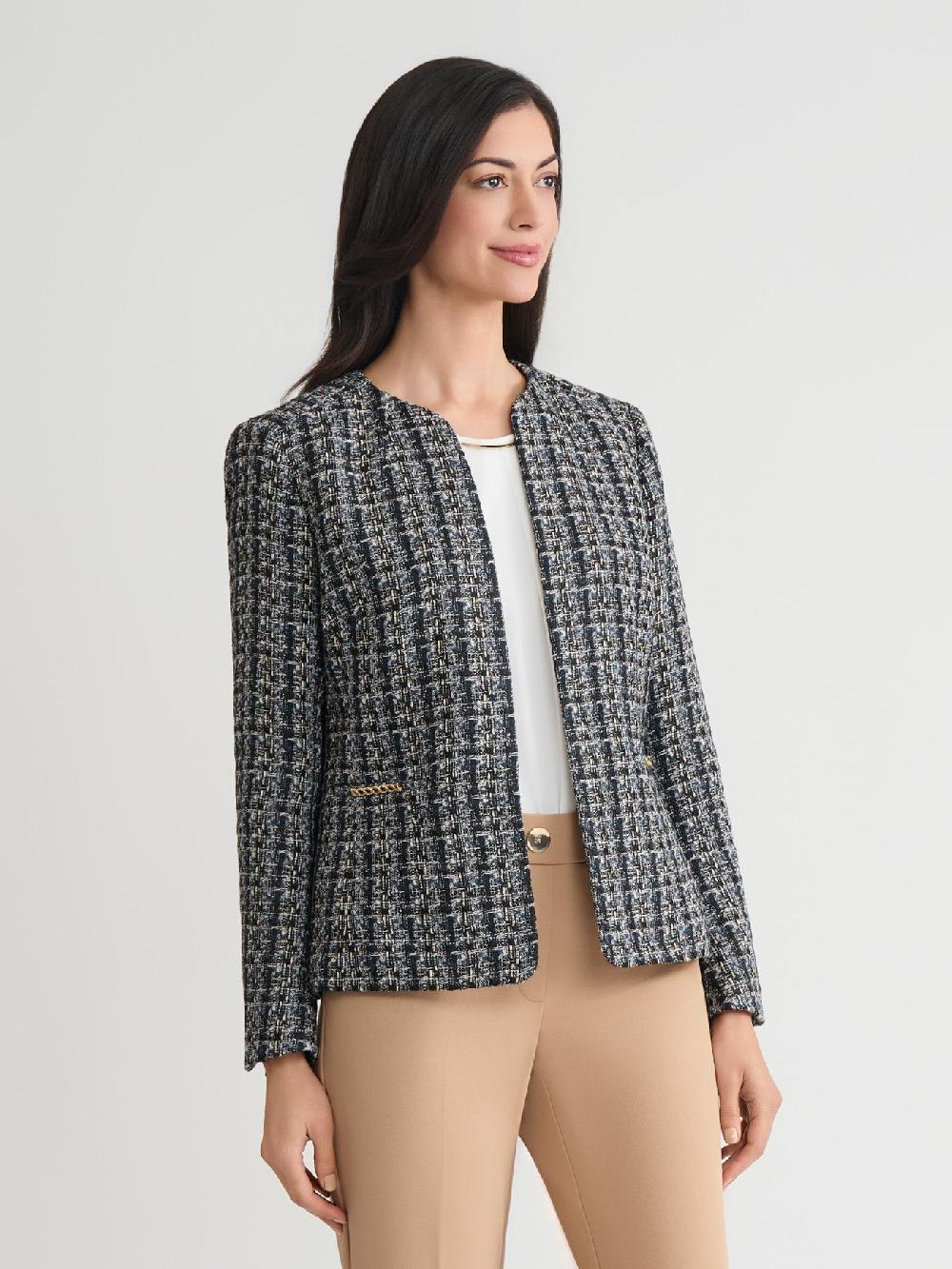 Kasper Boucle Open Front Jacket Tweed