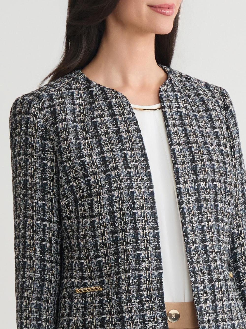Kasper Boucle Open Front Jacket Tweed