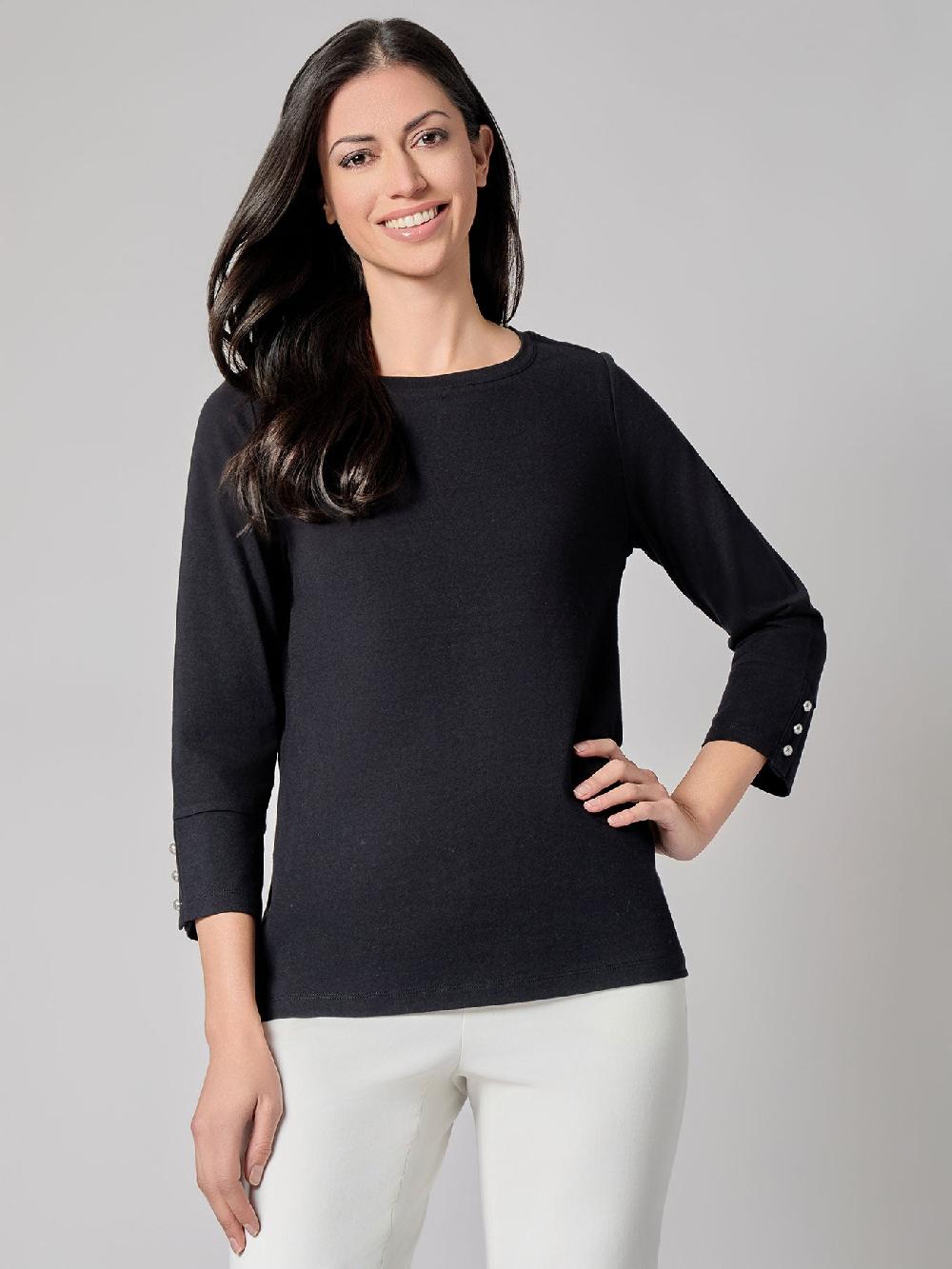 kasper Button Sleeve Top