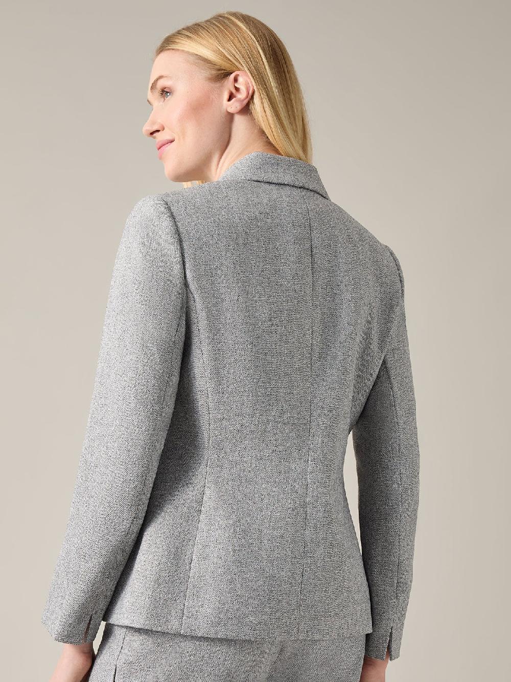 Kasper Buttoned Notch Collar Jacket Herringbone