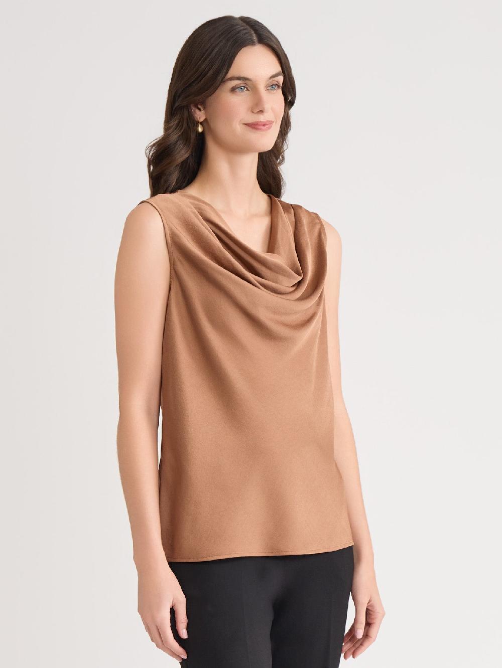 Kasper Cap Sleeve Cowl Neck Top Classic Drape