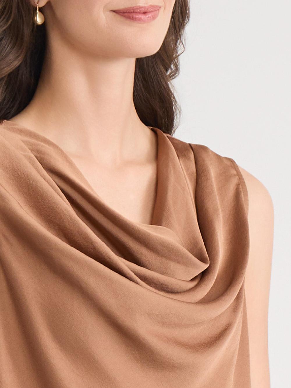 Kasper Cap Sleeve Cowl Neck Top Classic Drape