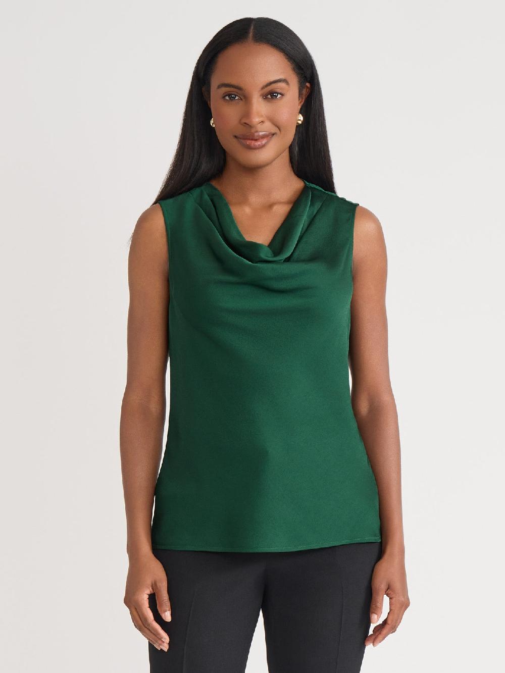 kasper Cap Sleeve Cowl Neck Top Classic Drape