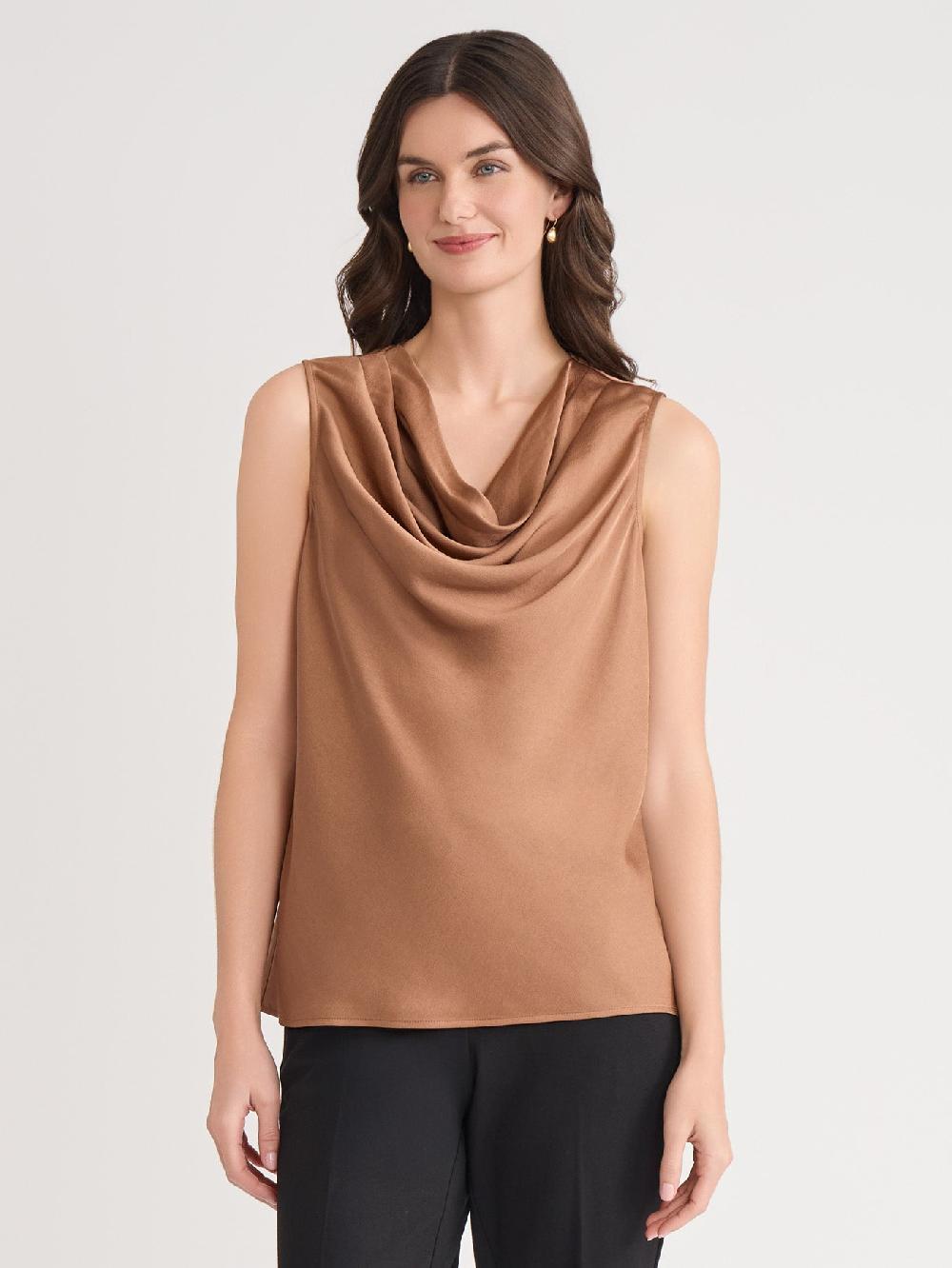 kasper Cap Sleeve Cowl Neck Top Classic Drape