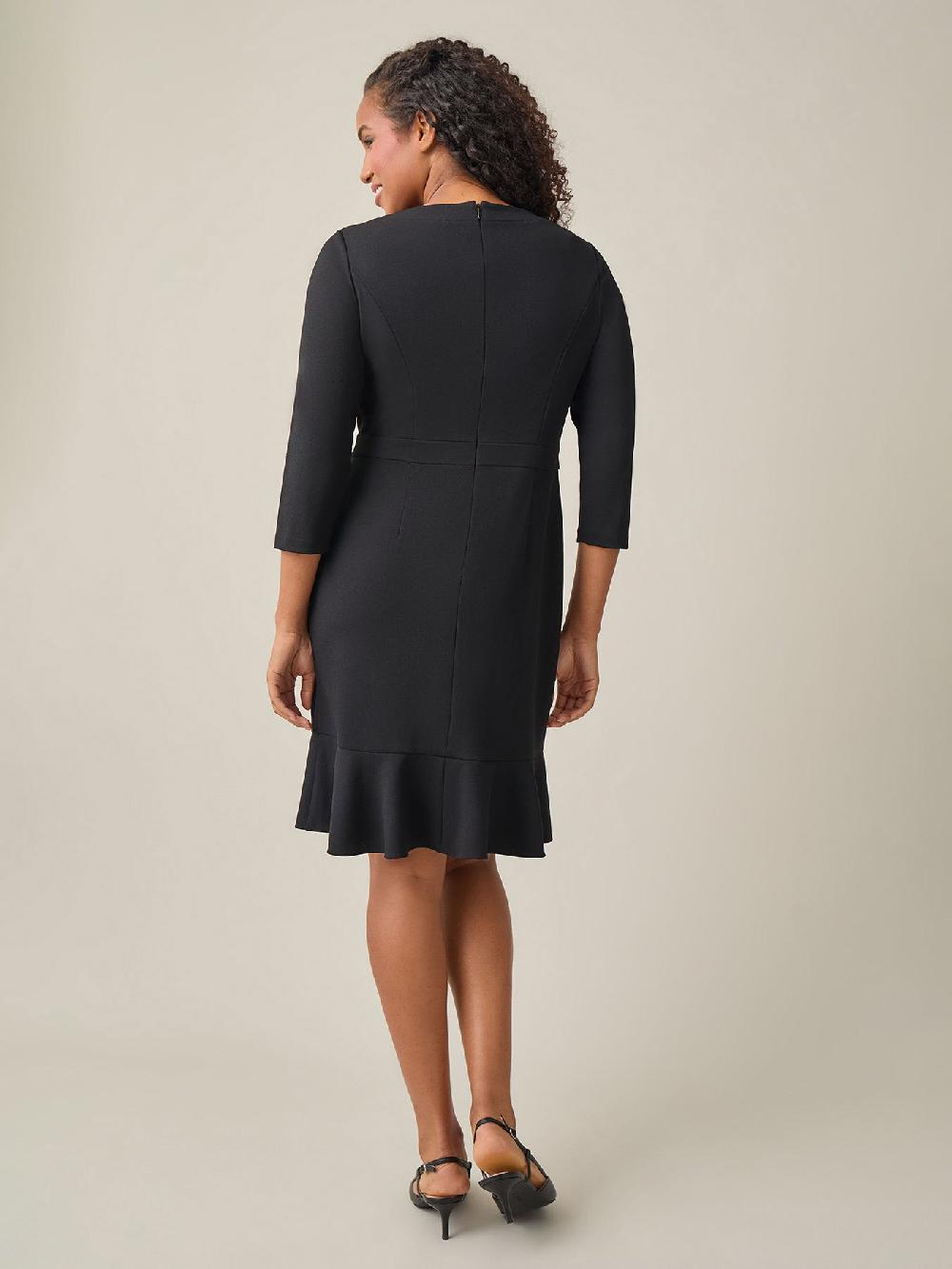 Kasper Colorblock Ruffle Hem Dress Black