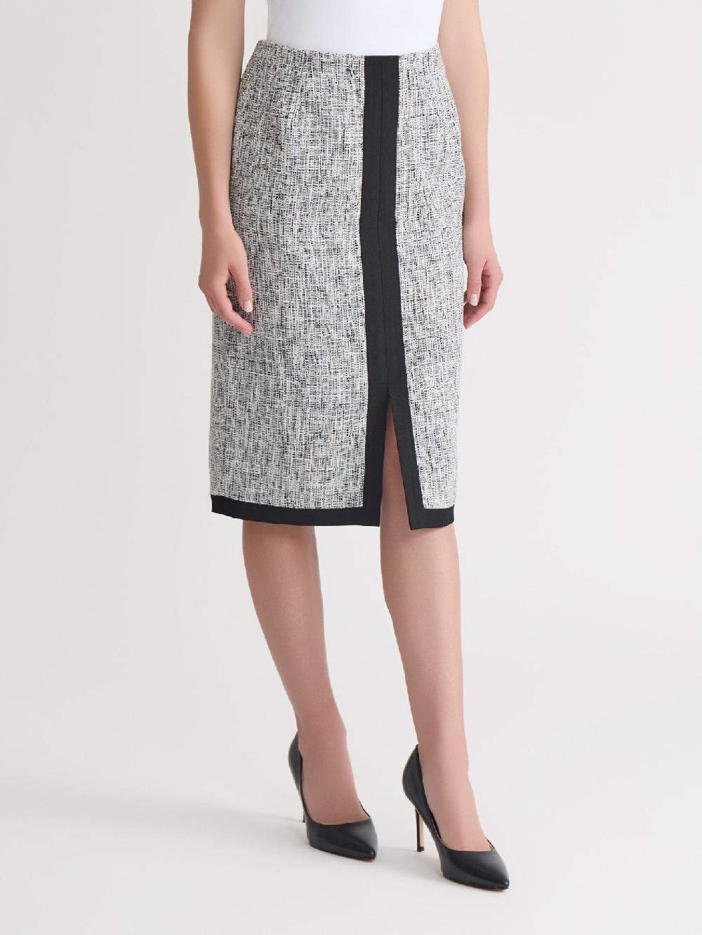 Kasper Colorblock Skimmer Skirt Tweed