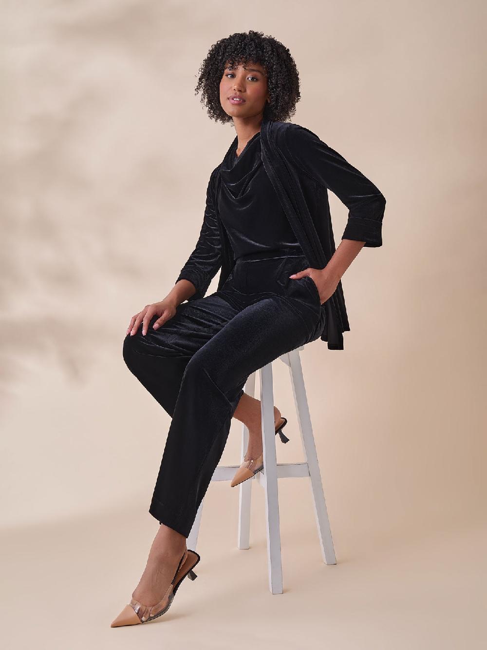 Kasper Cuffed Sleeve Cardigan Velvet