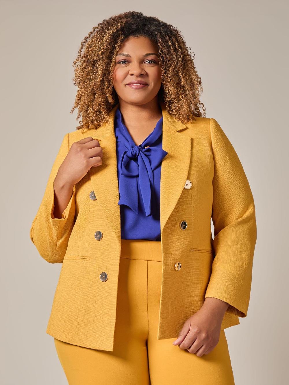 kasper Double Breasted Jacket Gold Signature