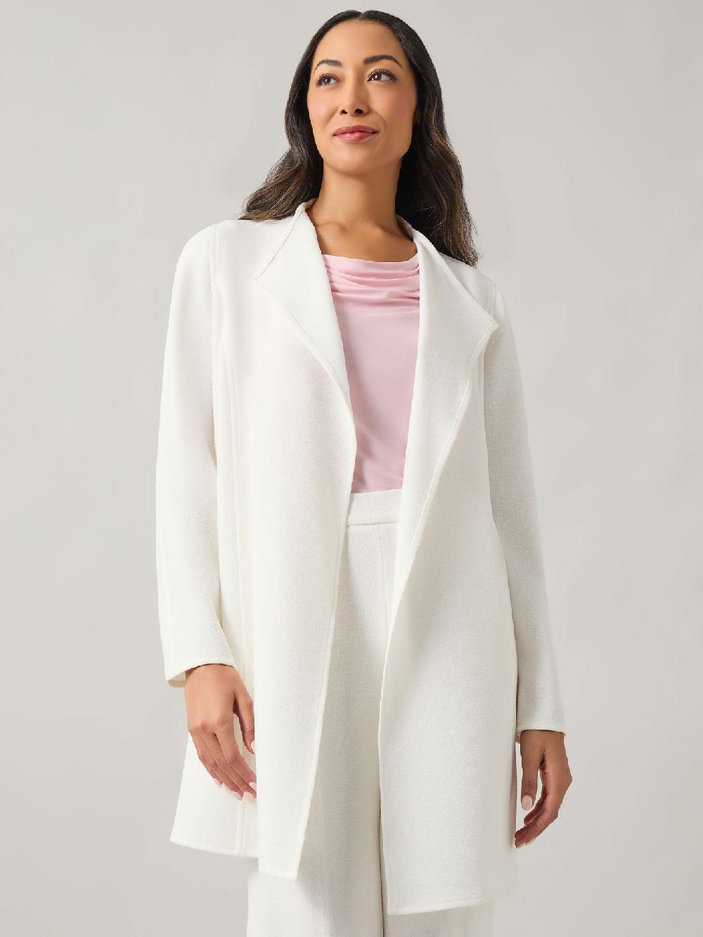 Kasper Drape Front Cardigan Melange Crepe
