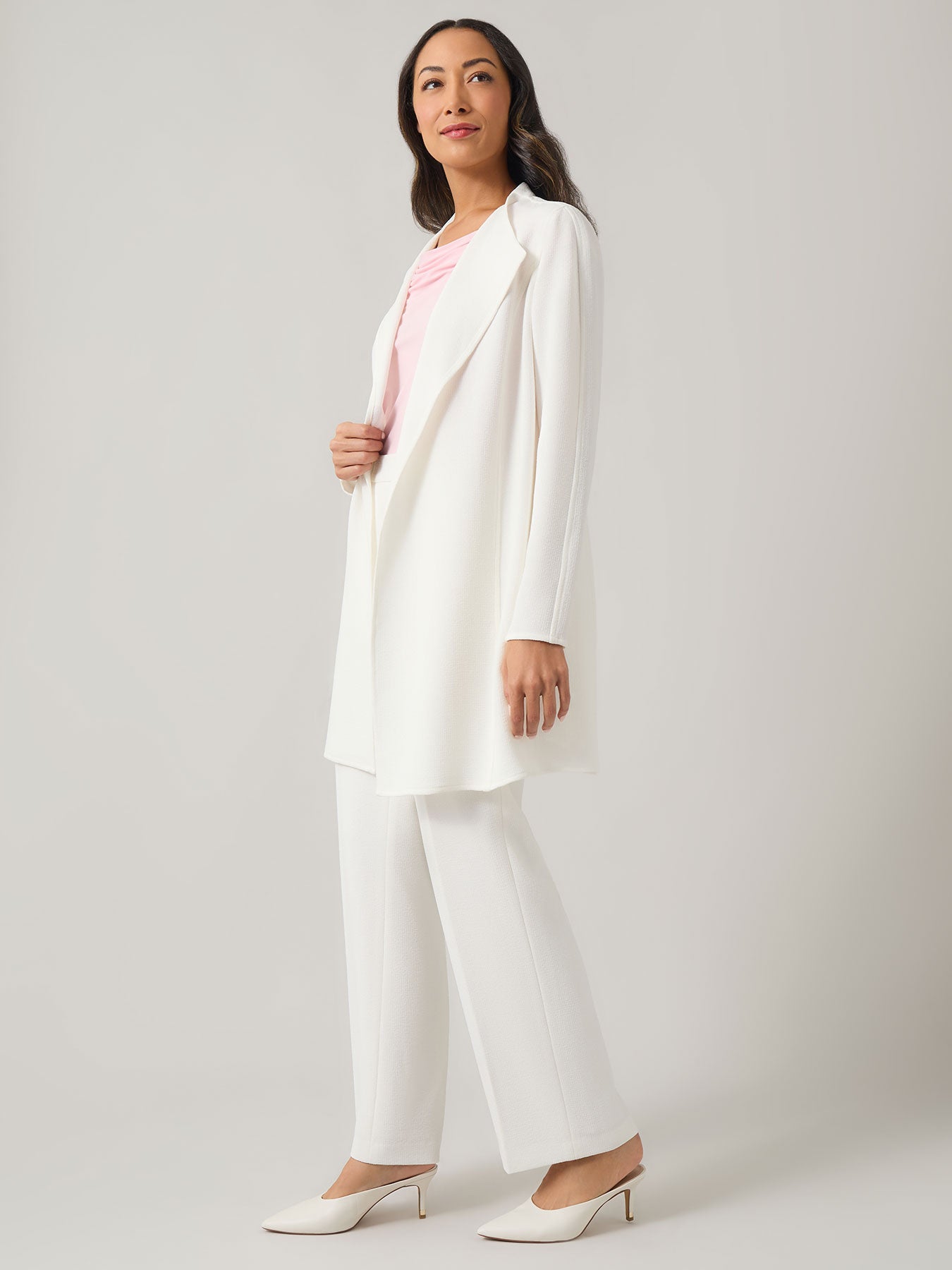 Kasper Drape Front Cardigan Melange Crepe