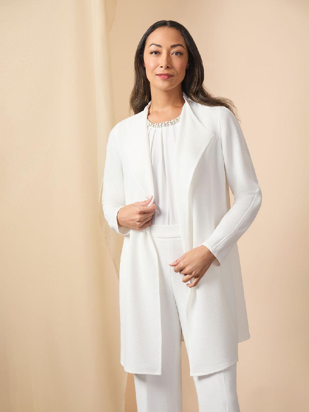 kasper Drape Front Cardigan Melange Crepe
