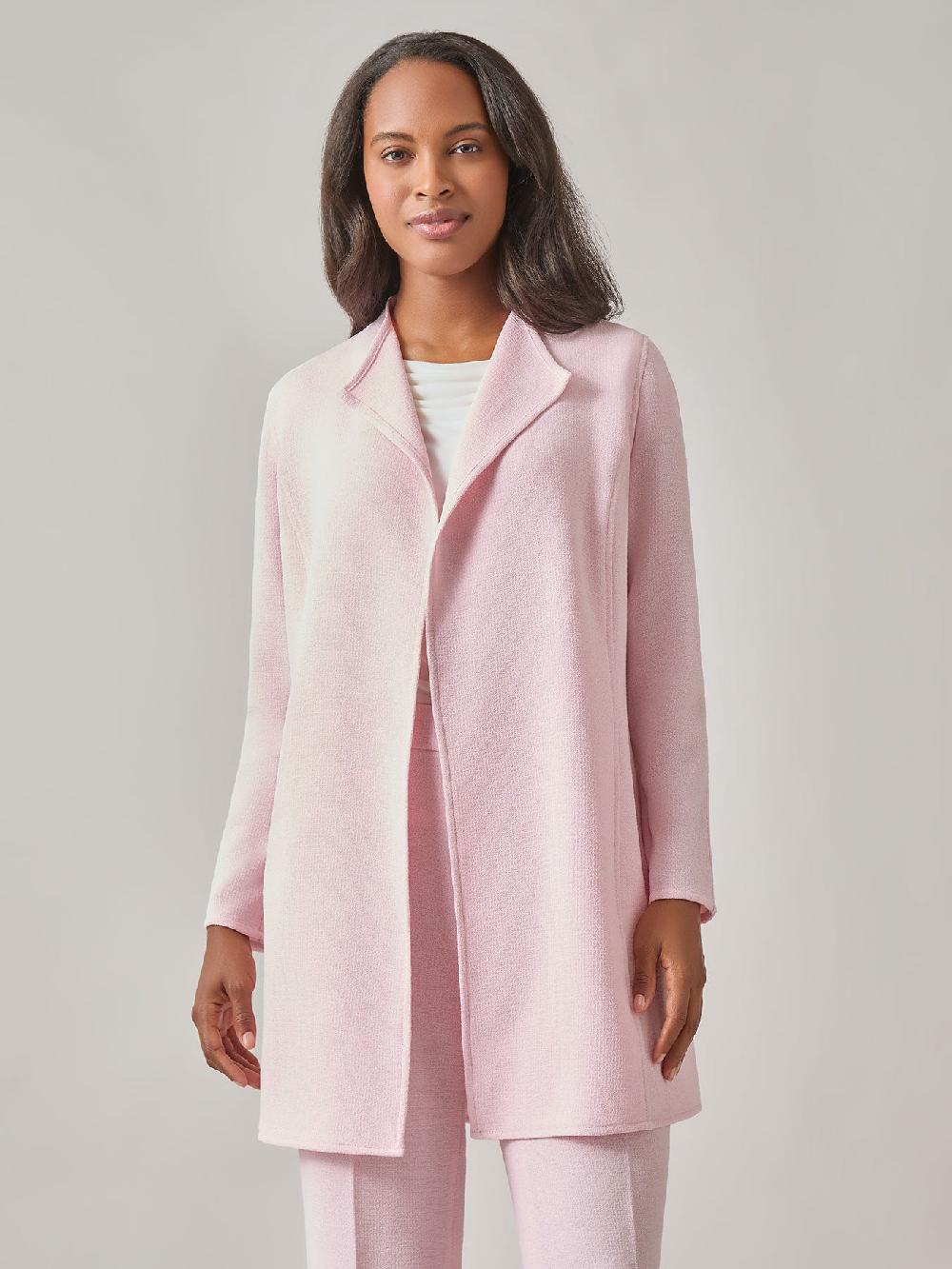 kasper Drape Front Cardigan Melange Crepe