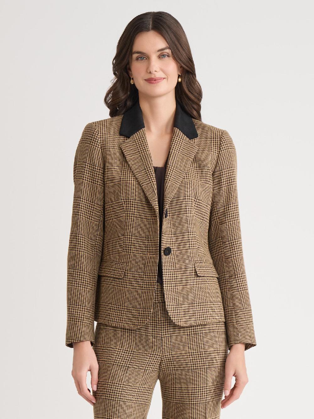 kasper Elbow Patch Jacket Plaid