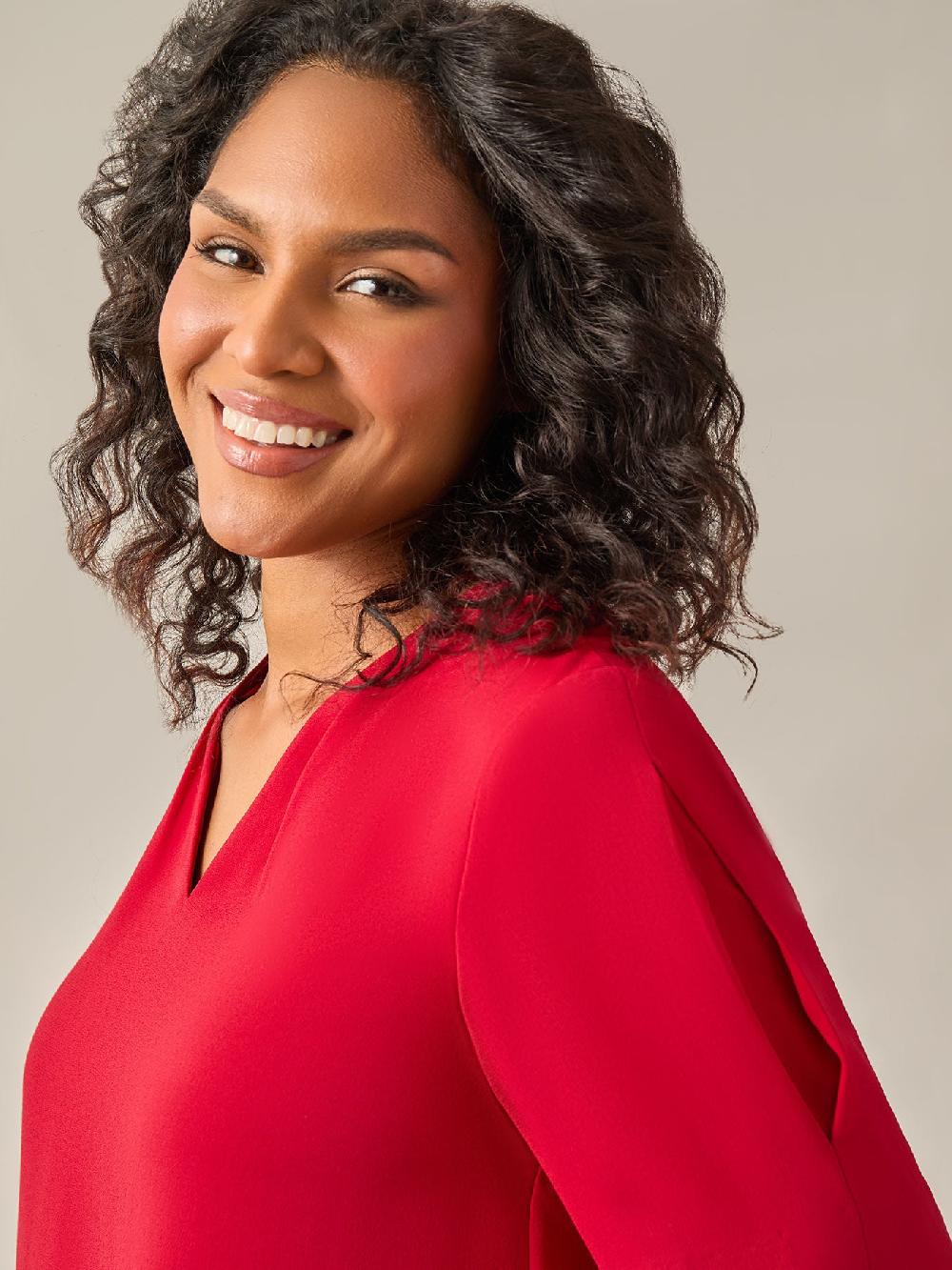 Kasper Everyday V-Neck Blouse Crimson