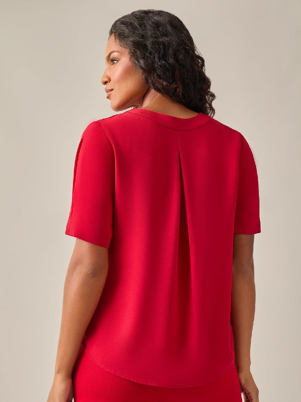 Kasper Everyday V-Neck Blouse Crimson