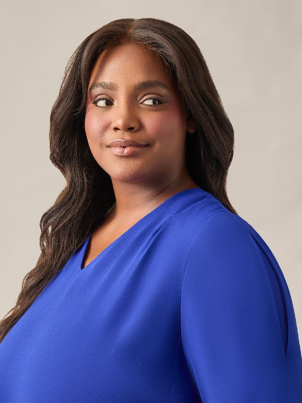 Kasper Everyday V-Neck Blouse Royal Signature